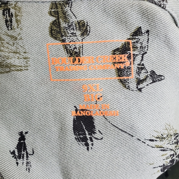 Boulder Creek Mens Button Front Shirt Sz 9XL Big Fishing Gray Green Cotton - Picture 4 of 5